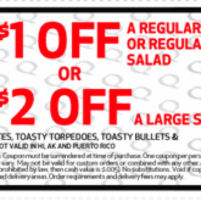 Quiznos Regular Sub Or Salad Coupon