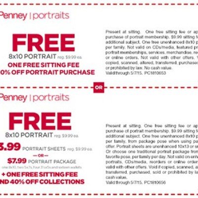 JCPenney: Free 8x10 Portrait