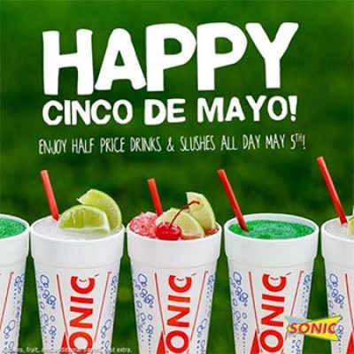 Sonic: Half Price Drinks & Slushes - May 5th