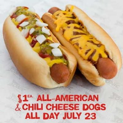 Sonic: $1 All-American & Chili Cheese Dogs