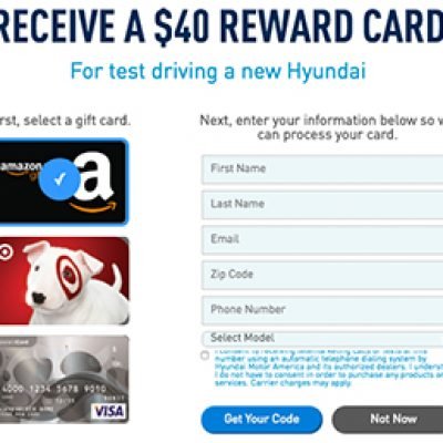 Free $40 Gift Card W/ Hyundai Test Drive