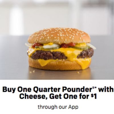 McDonalds App: BOGO For $1 Quarter Pounder
