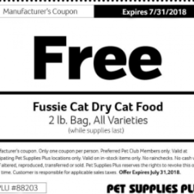 Free Bag of Fussie Cat Dry Food