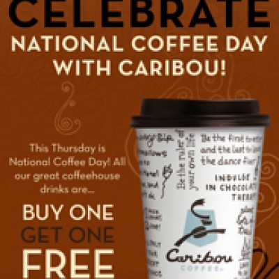Free Coffee:  Celebrate National Coffee Day at Caribou Coffee