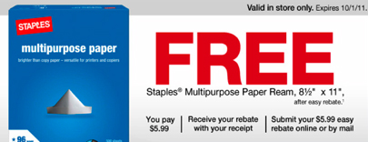 staples free paper ad