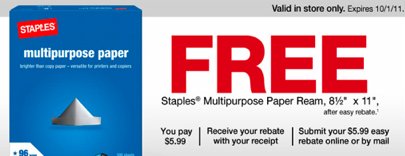 staples free paper ad