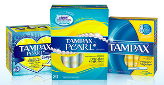 tampax pearl boxes