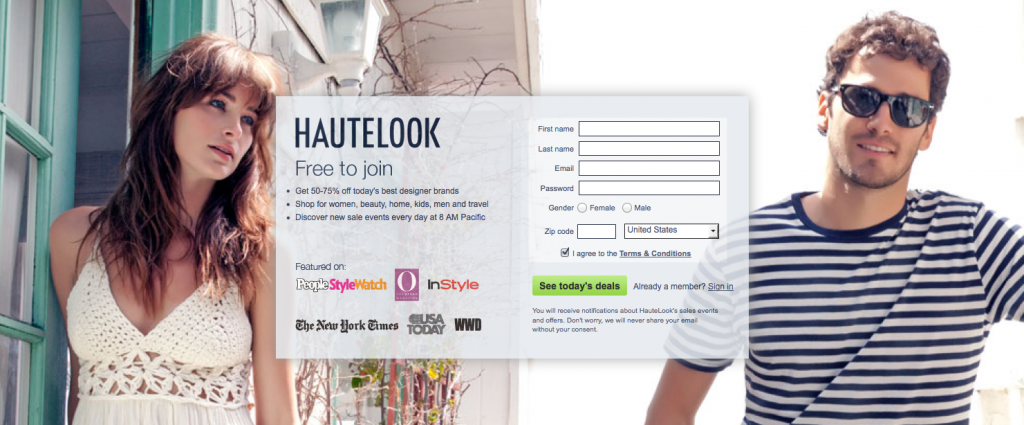 Hautelook Homepage