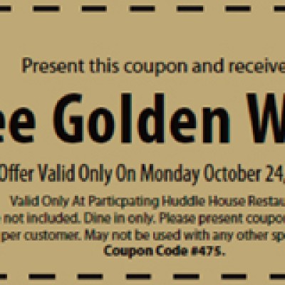 Free Golden Waffle From Huddle House (One Day Only)