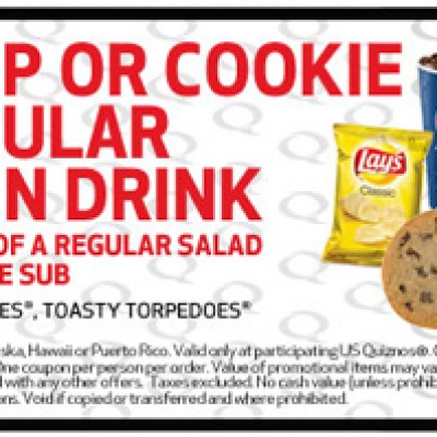 Quiznos:Free Chip Or Cookie Coupon