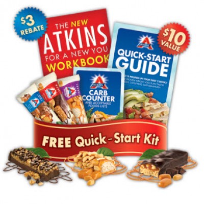 3 Free Atkins Bars, Quick-Start Kit and Recipe Book