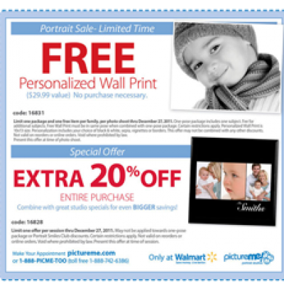 Free Personalized Wall Print from Walmart PictureMe Portrait Studios