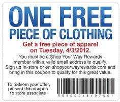 Free Piece of Clothing at Sears Outlet for Shop Your Way Rewards Members