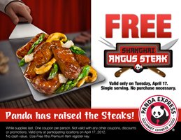 Free Shanghai Angus Steak at Panda Express on 04/17/12