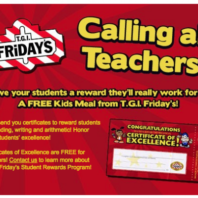 Free Kids Meal for Students at T. G. I. Fridays