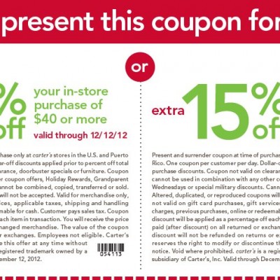 Carter's 15% Off In-Store Purchase