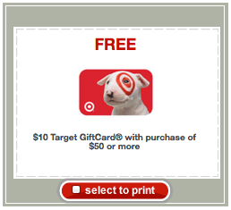 Free $10 Target Gift Card With $50 Purchase