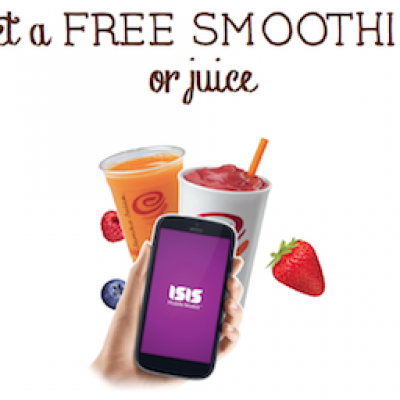 Jamba Juice: Free Juice or Smoothie When You Pay W/ Isis