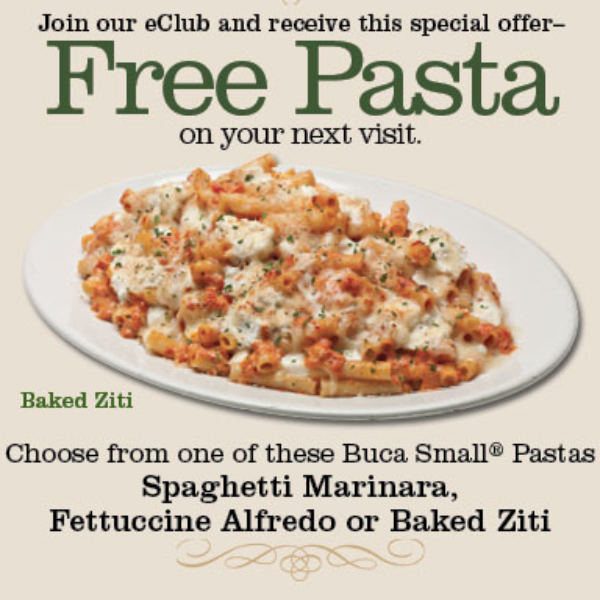 Buca Di Beppo Free Pasta « Oh Yes It's Free