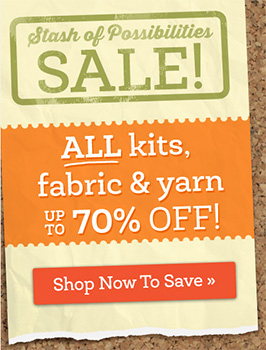 all kits, fabric and yarn up to 70% off