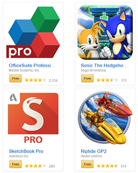 sketchbook, OfficeSuite, Sonic apps