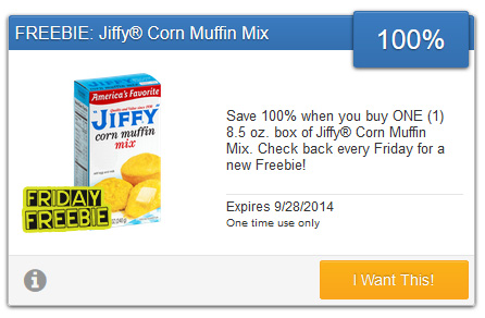 Jiffy Muffin Mix for free coupon