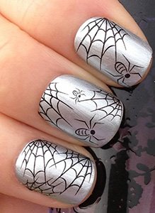 Fingernails with Spider Web art