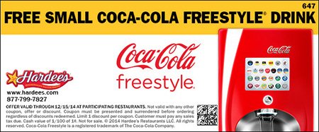 Hardee's Coke Freestyle coupon