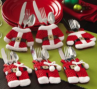 Santa Suit XMas Silverware Holders
