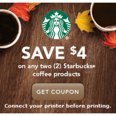 Starbucks $4.00 Off Any Two (2) Coffee Products