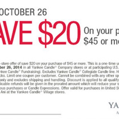 Yankee Candle: $20 Off $45 Or More
