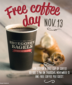 Brueggers Free Coffee Day