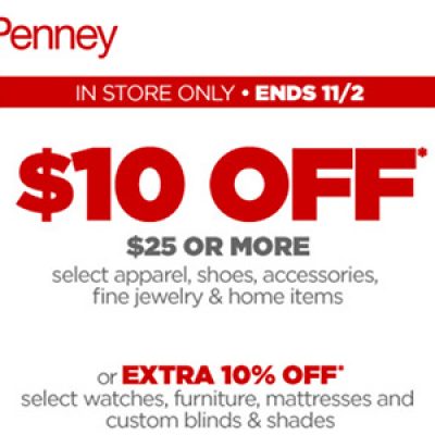 JCPenney $10 Off $25 Or More - Ends 11/2