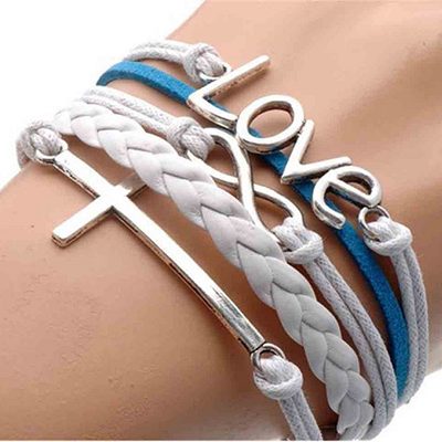 Silver Infinitity Love Leather Bracelet Just $1.06 + Free Shipping