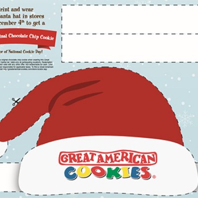Great American Cookies: Wear Santa Hat For A Free Cookie - Today Only