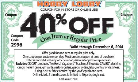 Hooby Lobby 40% Off