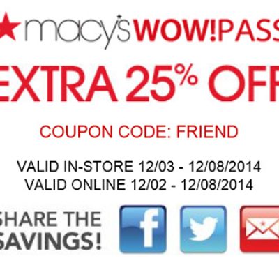 Macy's Wow!Pass Extra 25% Off