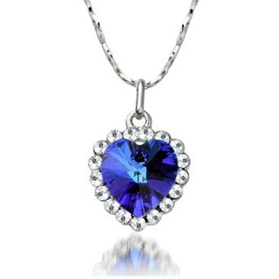 Blue Heart of Ocean Pendant & Chain Only $2.39 + Free Shipping