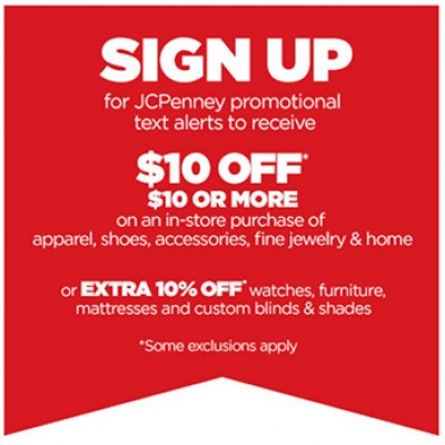 JCPenney: $10 Off $10 In-store