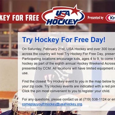 Free Try Hockey For Kids Day