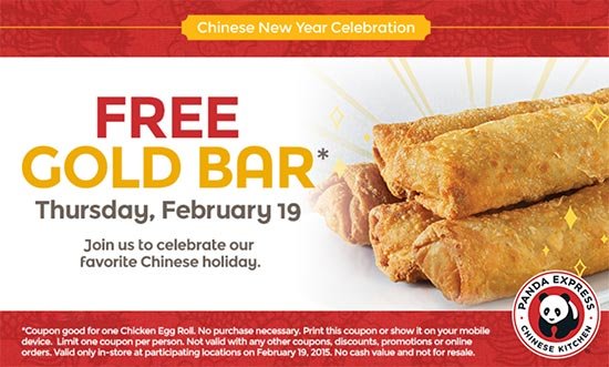 Panda Express: Free Chicken Egg Roll – Feb 8th