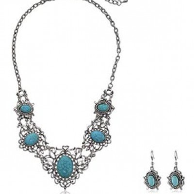 Turquoise Necklace & Earrings Only $2.59 + $2.59 Shipping