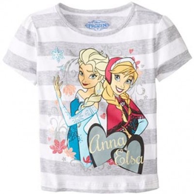 Little Girls' Disney Frozen Anna and Elsa Stripe Tee Only $3.00 (Reg $9.99) + Prime Shipping