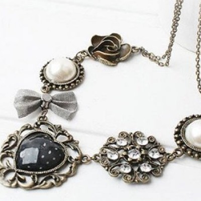 Bows, Roses & Hearts Necklace Only $3.17 + Free Shipping