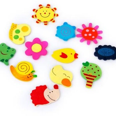 48-Piece Colorful Wooden Cartoon Refrigerator Magnets Only $2.87 + Free Shipping