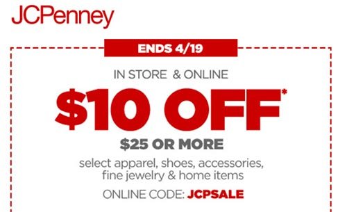 JCPenney: $10 Off $25 Or More