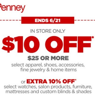 JCPenney: $10 Off $25 Or More