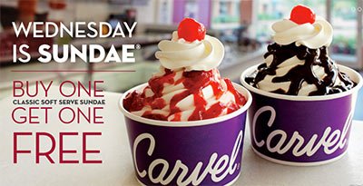 Carvel: BOGO Free Sundae