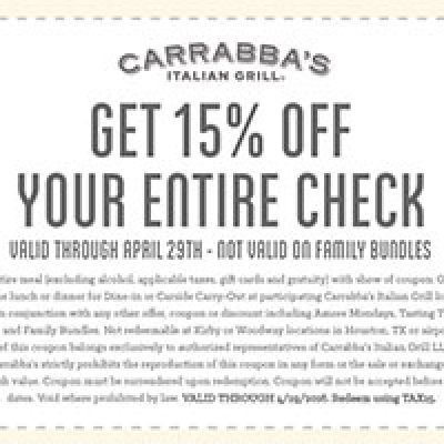 Carrabba’s Italian Grill: 15% Off Entire Check