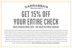 Carrabba’s Italian Grill: 15% Off Entire Check